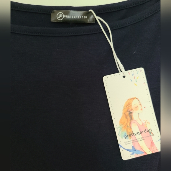 NWT Pretty Garden One Shoulder Asymmetrical Cocktail Dress, L, Navy - Picture 8 of 10